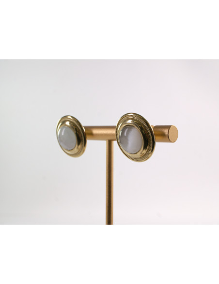 Kolczyki ZŁOTE "GUZIKI" Z KOCIM OKIEM LOLITA AKCESORIA STAL CHIRURGICZNA