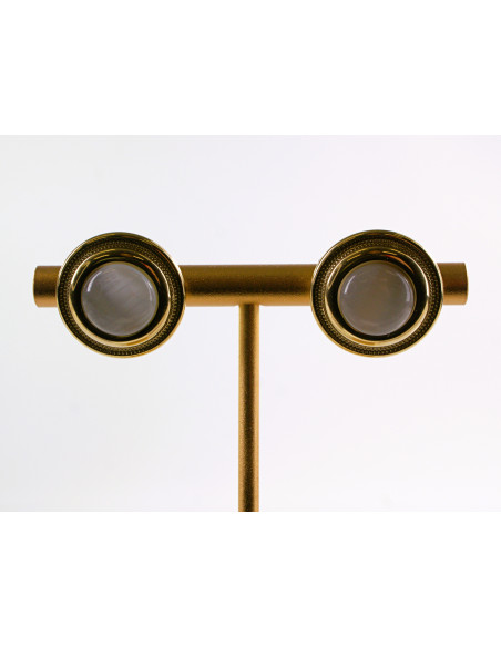 Kolczyki ZŁOTE "GUZIKI" Z KOCIM OKIEM LOLITA AKCESORIA STAL CHIRURGICZNA