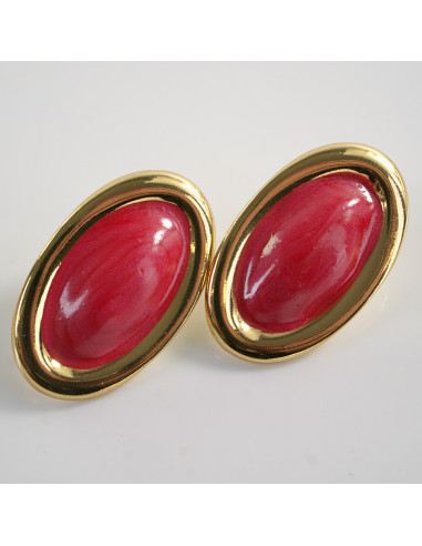 Kolczyki ZŁOTO- CZERWONE ELIPSY  LOLITA...