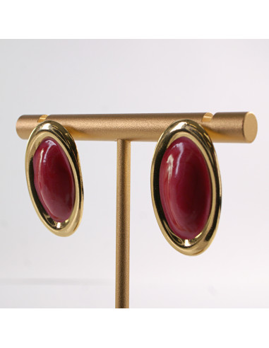 Kolczyki ZŁOTO- CZERWONE ELIPSY  LOLITA...