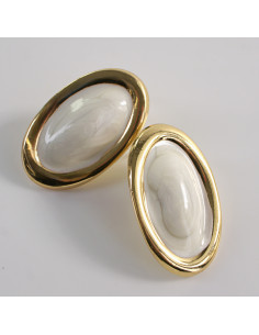 Kolczyki ZŁOTO- BIAŁE ELIPSY  LOLITA AKCESORIA STAL...