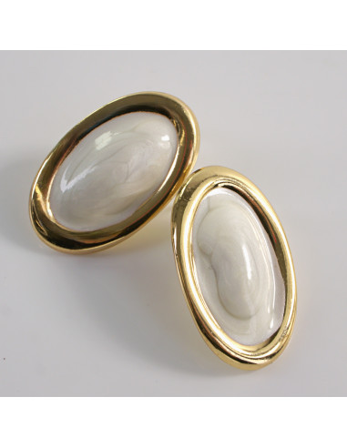 Kolczyki ZŁOTO- BIAŁE ELIPSY  LOLITA AKCESORIA...