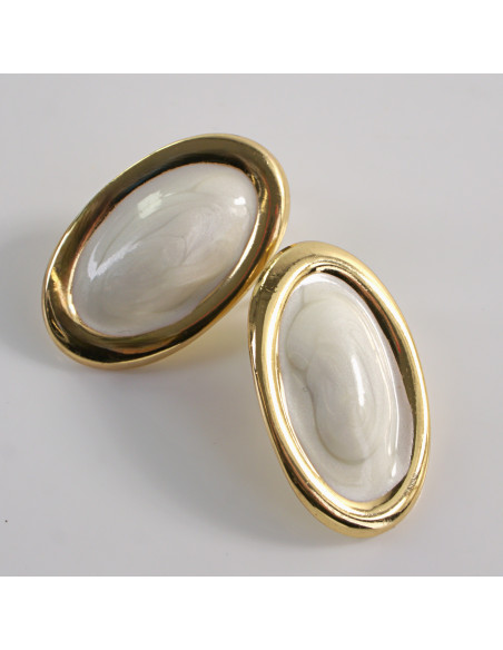 Kolczyki ZŁOTO- BIAŁE ELIPSY  LOLITA AKCESORIA STAL CHIRURGICZNA