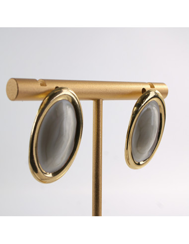 Kolczyki ZŁOTO- BIAŁE ELIPSY  LOLITA AKCESORIA...