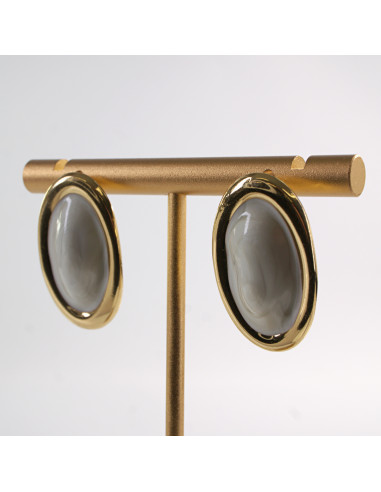 Kolczyki ZŁOTO- BIAŁE ELIPSY  LOLITA AKCESORIA...