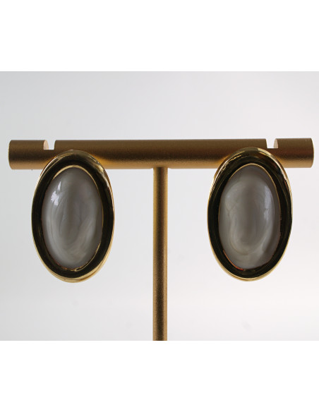 Kolczyki ZŁOTO- BIAŁE ELIPSY  LOLITA AKCESORIA STAL CHIRURGICZNA