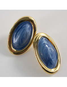 Kolczyki ZŁOTO- NIEBIESKIE ELIPSY  LOLITA AKCESORIA STAL...