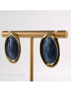 Kolczyki ZŁOTO- NIEBIESKIE ELIPSY  LOLITA AKCESORIA STAL... 2