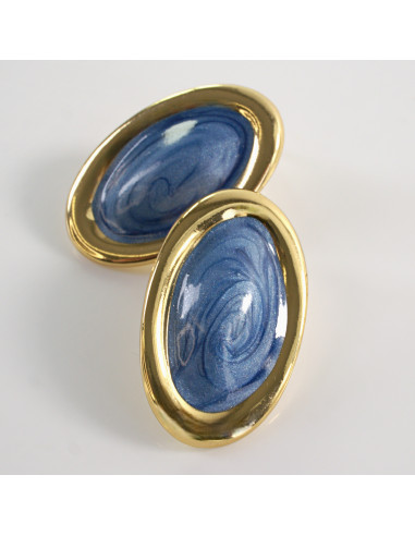 Kolczyki ZŁOTO- NIEBIESKIE ELIPSY  LOLITA...