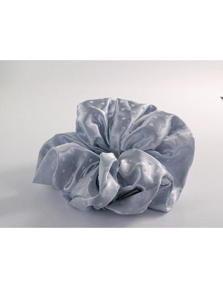 GUMKA DUŻA SCRUNCHIE SATYNOWA MEGA XXXL SATYNA ŚR.18 CM NIEBIESKI KROPKI