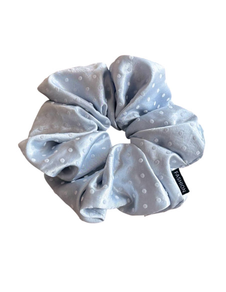 GUMKA DUŻA SCRUNCHIE SATYNOWA MEGA XXXL SATYNA ŚR.18 CM NIEBIESKI KROPKI