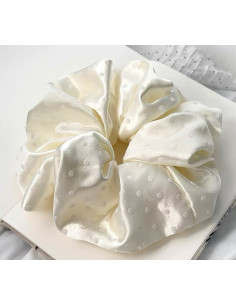 GUMKA DUŻA SCRUNCHIE SATYNOWA  XXXL SATYNA ŚR.18 CM BIAŁY... 2