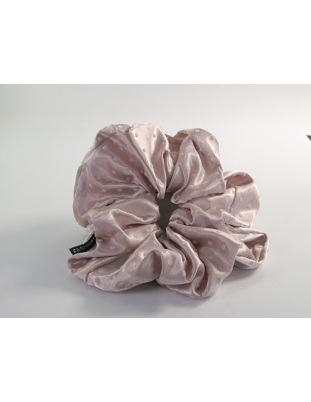 GUMKA DUŻA SCRUNCHIE SATYNOWA MEGA XXXL SATYNA ŚR.18 CM RÓŻOWY KROPKI