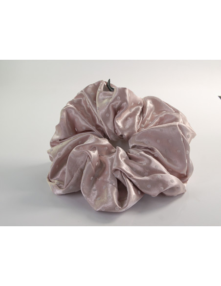 GUMKA DUŻA SCRUNCHIE SATYNOWA MEGA XXXL SATYNA ŚR.18 CM RÓŻOWY KROPKI