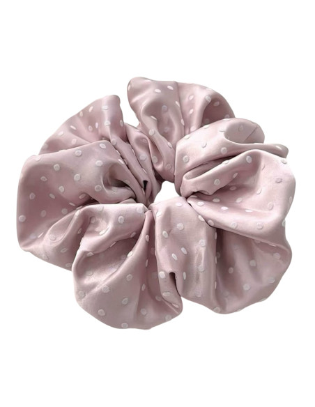 GUMKA DUŻA SCRUNCHIE SATYNOWA MEGA XXXL SATYNA ŚR.18 CM RÓŻOWY KROPKI