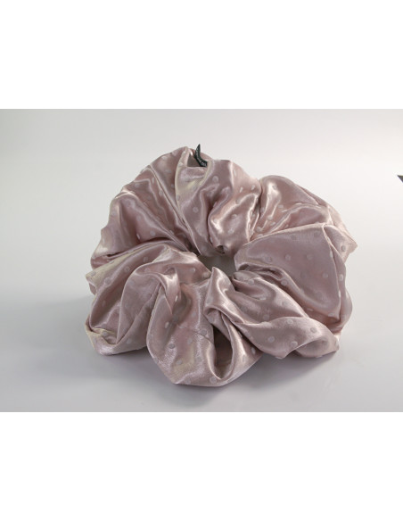 GUMKA DUŻA SCRUNCHIE SATYNOWA MEGA XXXL SATYNA ŚR.18 CM RÓŻOWY KROPKI