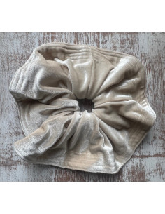 GUMKA DUŻA SCRUNCHIE AKSAMITNA LAMÓWKA MEGA XXXL ECRU ŚR.... 2