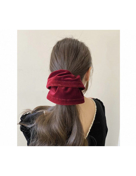 GUMKA DUŻA SCRUNCHIE AKSAMITNA LAMÓWKA MEGA XXXL ECRU ŚR. 20 CM