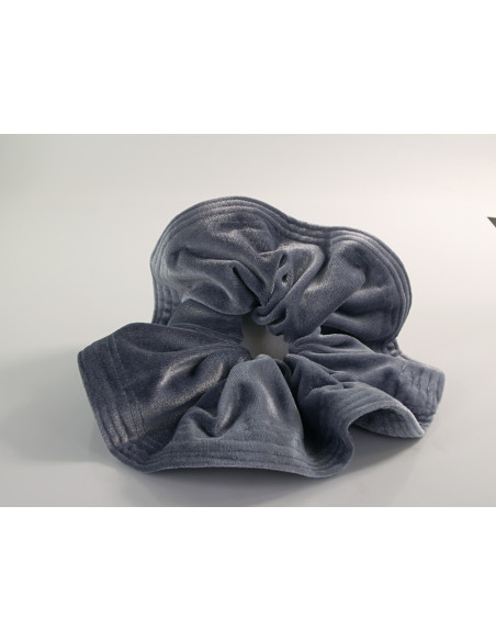 GUMKA DUŻA SCRUNCHIE AKSAMITNA LAMÓWKA MEGA XXXL STALOWY ŚR. 20 CM