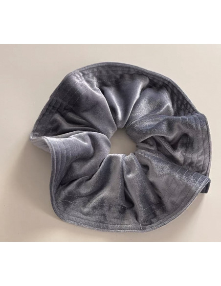 GUMKA DUŻA SCRUNCHIE AKSAMITNA LAMÓWKA MEGA XXXL STALOWY ŚR. 20 CM