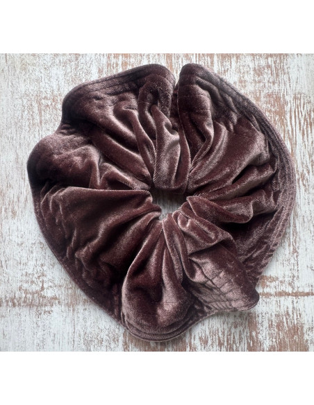 GUMKA DUŻA SCRUNCHIE AKSAMITNA LAMÓWKA MEGA XXXL BAKŁAŻANOWY ŚR. 20 CM