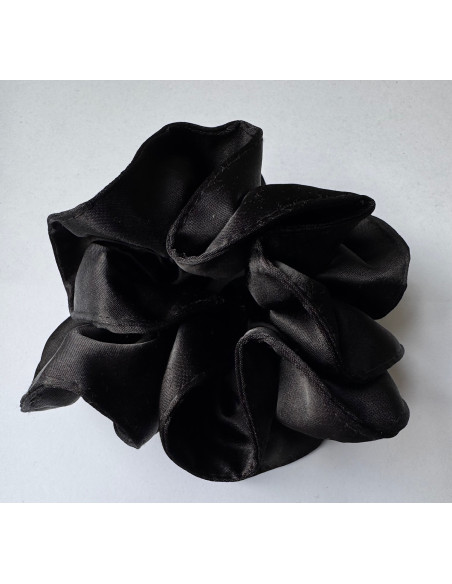 GUMKA DUŻA SCRUNCHIE CZARNA MARSZCZONA  PODWÓJNA XXL  ŚR. 14 CM
