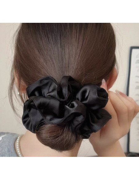 GUMKA DUŻA SCRUNCHIE CZARNA MARSZCZONA  PODWÓJNA XXL  ŚR. 14 CM