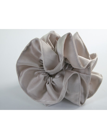 GUMKA DUŻA SCRUNCHIE MARSZCZONA PODWÓJNA CM SZARO - BEŻOWY TAUPE XXL 14 CM