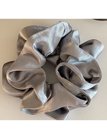 GUMKA DUŻA SCRUNCHIE MARSZCZONA PODWÓJNA CM SZARO - BEŻOWY TAUPE XXL 14 CM