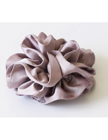 GUMKA DUŻA SCRUNCHIE  MARSZCZONA  PODWÓJNA XXL PUDROWY RÓŻ  ŚR. 14 CM