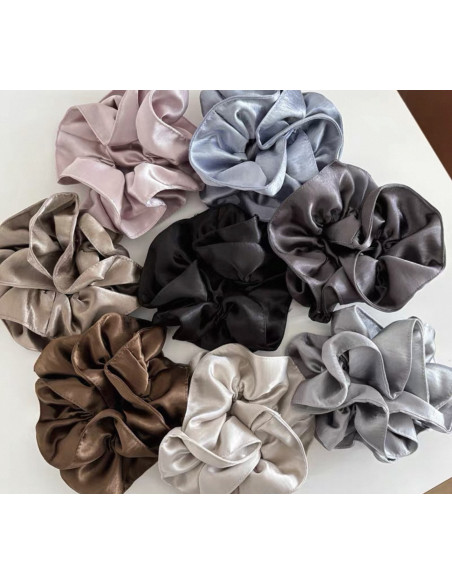 GUMKA DUŻA SCRUNCHIE  MARSZCZONA  PODWÓJNA XXL PUDROWY RÓŻ  ŚR. 14 CM