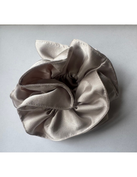 GUMKA DUŻA SCRUNCHIE MARSZCZONA  PODWÓJNA XXL  ŚR. 14 CM JASNY BEŻ