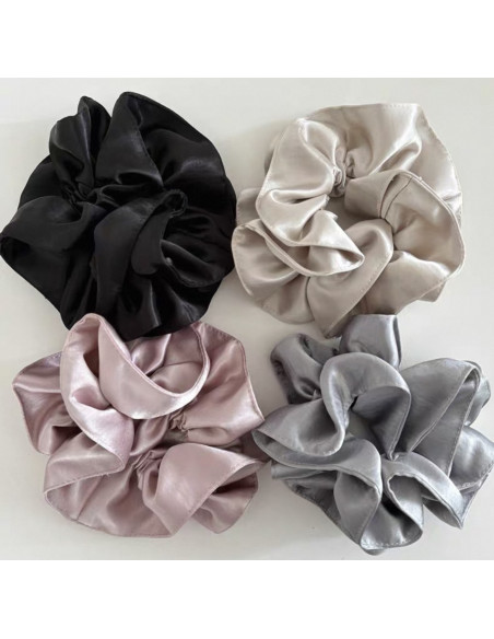GUMKA DUŻA SCRUNCHIE MARSZCZONA  PODWÓJNA XXL  ŚR. 14 CM JASNY BEŻ