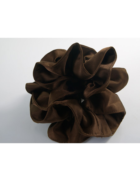 GUMKA DUŻA SCRUNCHIE MARSZCZONA  PODWÓJNA XXL  ŚR. 14 CM BRĄZOWY