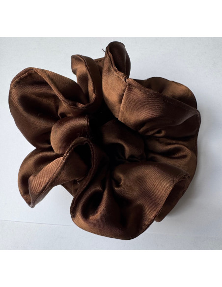 GUMKA DUŻA SCRUNCHIE MARSZCZONA  PODWÓJNA XXL  ŚR. 14 CM BRĄZOWY