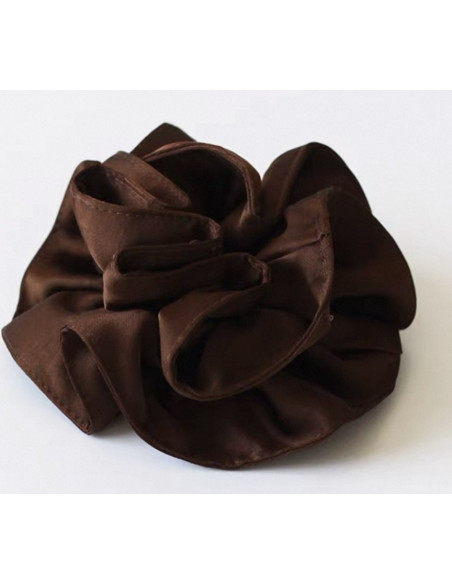 GUMKA DUŻA SCRUNCHIE MARSZCZONA  PODWÓJNA XXL  ŚR. 14 CM BRĄZOWY
