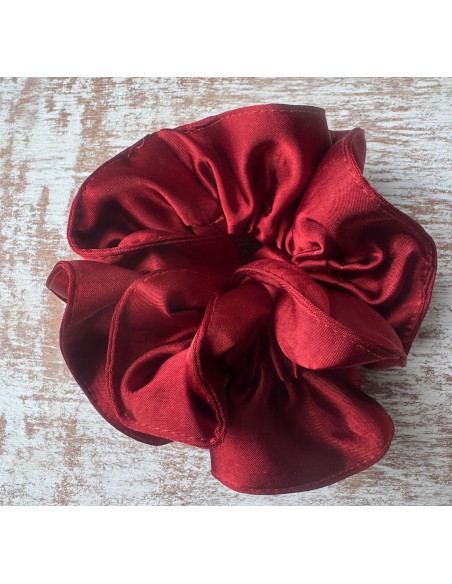 GUMKA DUŻA SCRUNCHIE MARSZCZONA  PODWÓJNA XXL  ŚR. 14 CM BORDOWY