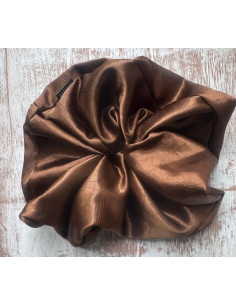 GUMKA DUŻA SCRUNCHIE SATYNOWA  XXXL SATYNA ŚR. 22 CM BRĄZOWY 2