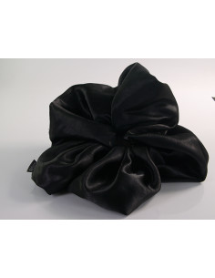 GUMKA DUŻA SCRUNCHIE SATYNOWA  XXXL SATYNA ŚR. 22 CM CZARNY