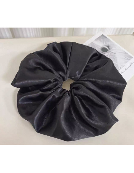 GUMKA DUŻA SCRUNCHIE SATYNOWA  XXXL SATYNA ŚR. 22 CM CZARNY