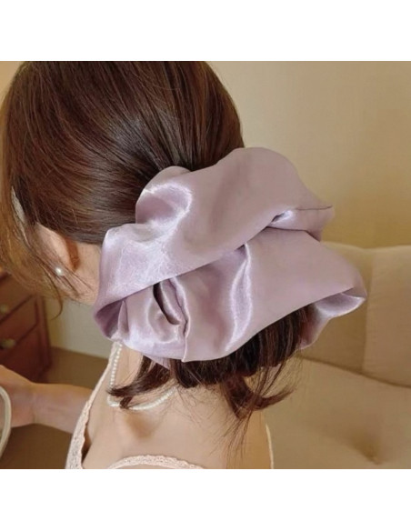 GUMKA DUŻA SCRUNCHIE SATYNOWA  XXXL SATYNA ŚR. 22 CM CZARNY