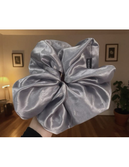 GUMKA DUŻA SCRUNCHIE SATYNOWA  XXXL SATYNA ŚR. 22 CM NIEBIESKI