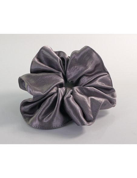 GUMKA DUŻA SCRUNCHIE XL SATYNA ŚR. 14 CM SZARY STALOWY