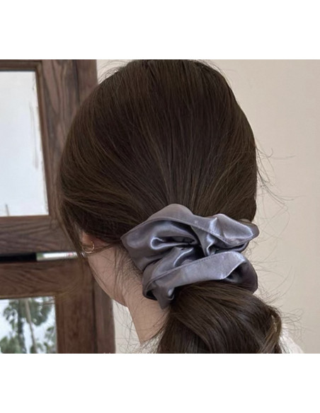 GUMKA DUŻA SCRUNCHIE XL SATYNA ŚR. 14 CM SZARY STALOWY