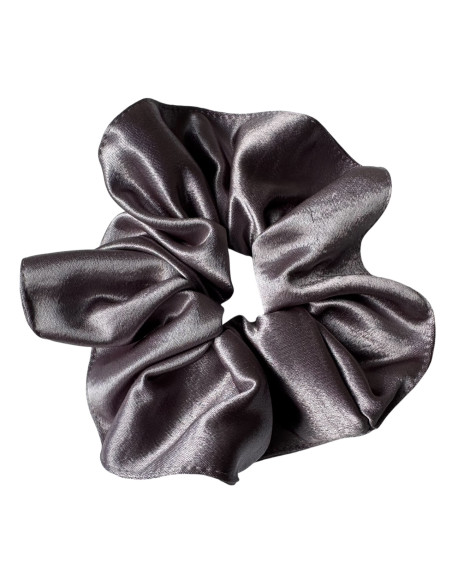 GUMKA DUŻA SCRUNCHIE XL SATYNA ŚR. 14 CM SZARY STALOWY