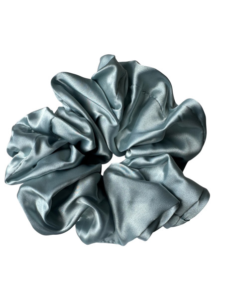 GUMKA DUŻA SCRUNCHIE  DELIKATNA SATYNA ŚR. 16 CM NIEBIESKI