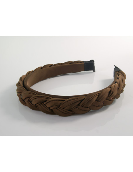 OPASKA do Włosów PLECIONA WARKOCZ SATYNA Lolita Akcesoria BRĄZOWY