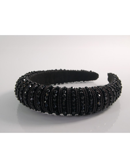 OPASKA do Włosów WIECZOROWA Z KORALIKAMI FASCYNATOR Lolita Akcesoria CZARNY