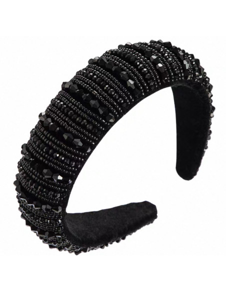 OPASKA do Włosów WIECZOROWA Z KORALIKAMI FASCYNATOR Lolita Akcesoria CZARNY