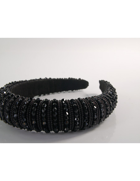 OPASKA do Włosów WIECZOROWA Z KORALIKAMI FASCYNATOR Lolita Akcesoria CZARNY